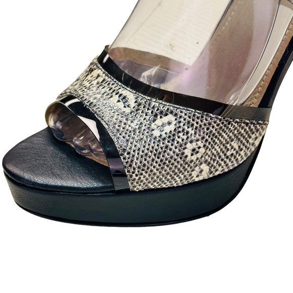 L’Agence Snakeskin / Smokey Clear High Heel Strap Platform Sandal - Picture 13 of 13